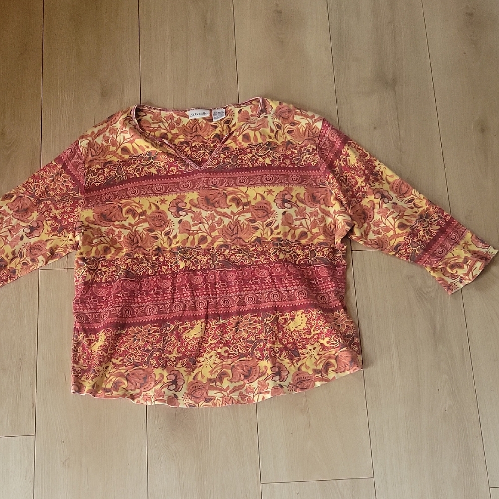 St. John's Bay Red and Yellow Floral Blouse